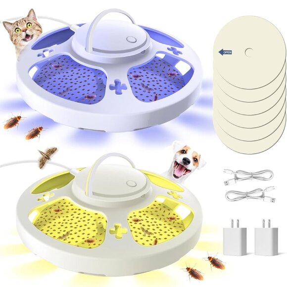 2 Packs Flea Traps for Inside Your Home with 6 Sticky Pads and USB Cable, Flea L - Picture 1 of 7